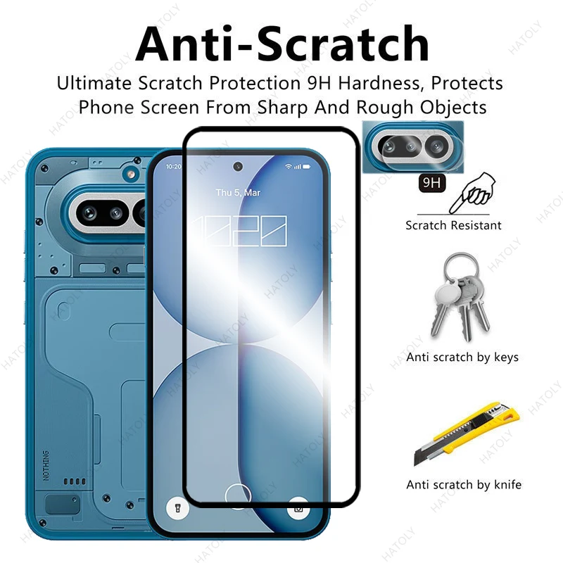 Für Nothing Phone 4a Glas-Displayschutzfolie für Nothing Phone 4a 5G gehärteter schwarzrandiger Schutzfilm Kameraobjektivschutz – Detail 6