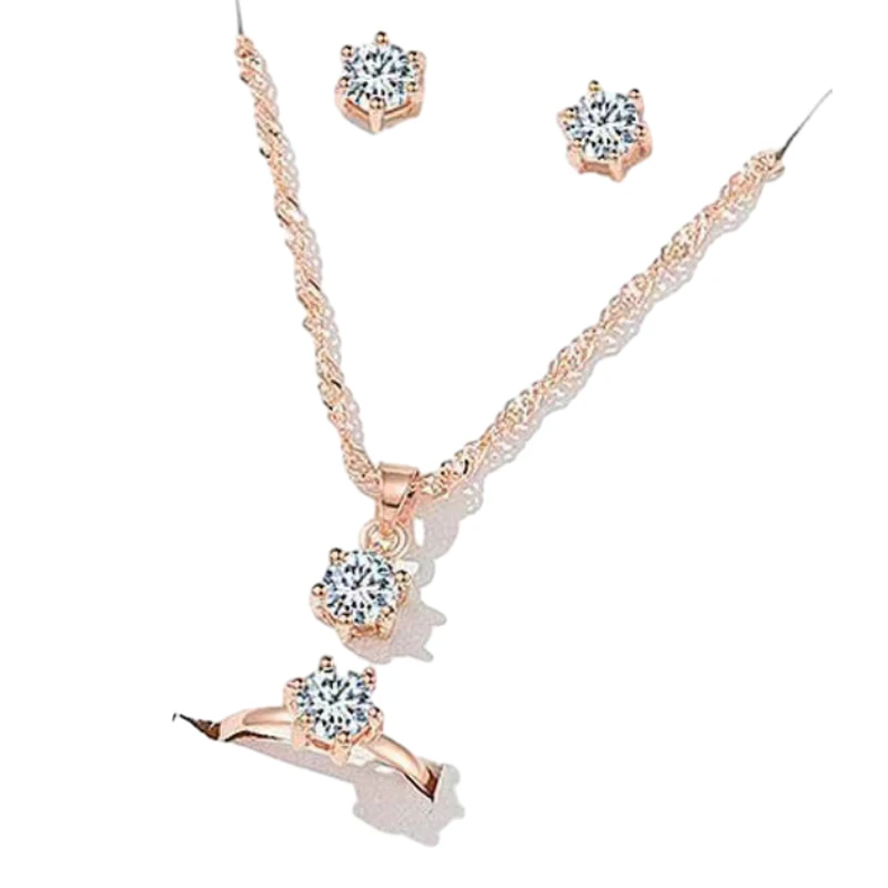 Jewelry Sets 5Pcs For Women Necklace Earrings Ring Bracelet Bridal Wedding