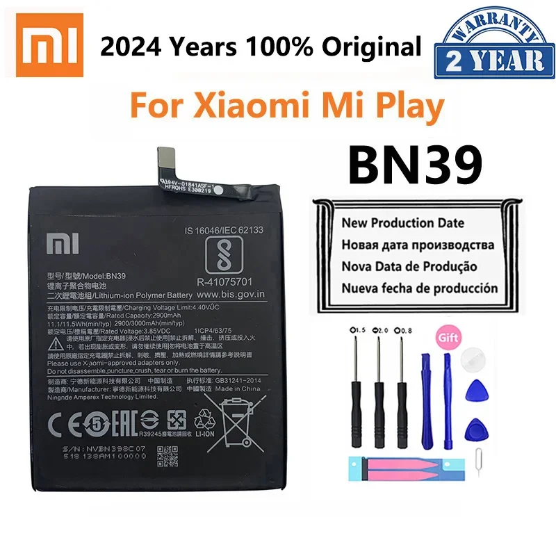 

Xiao Mi 100% оригинальный аккумулятор BN39 для Xiaomi Play MiPlay Mi Play 3000 мАч аккумулятор для телефона большой емкости