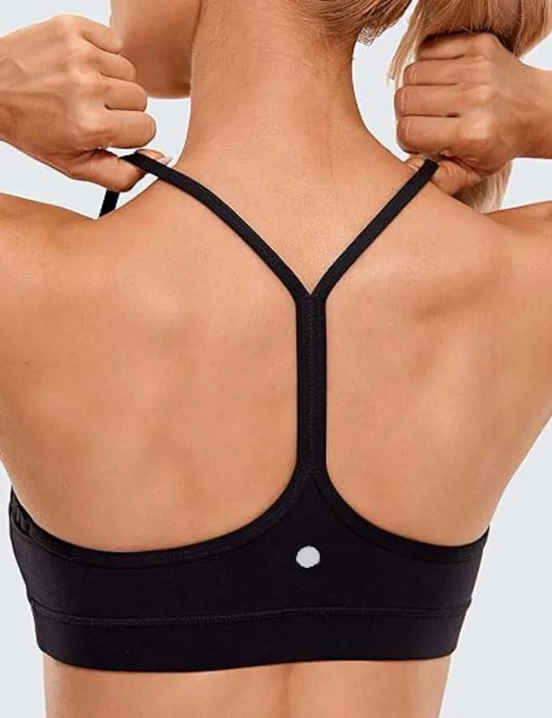 Women lingerie bra womens flow Y back sports bra padded racerback low impact spaghetti thin strap workout yoga bra