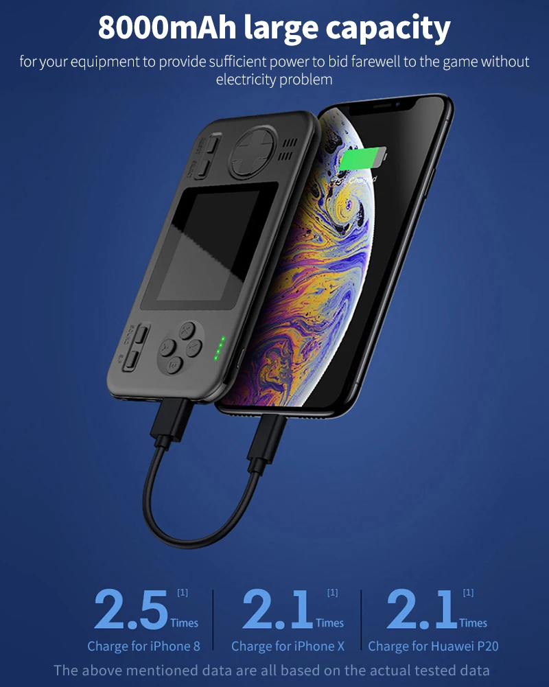Retro Game Console 2.8 Inch Charging Treasure Mobile Power Handheld Game Console Built-in 416 Games Dual USB Interface