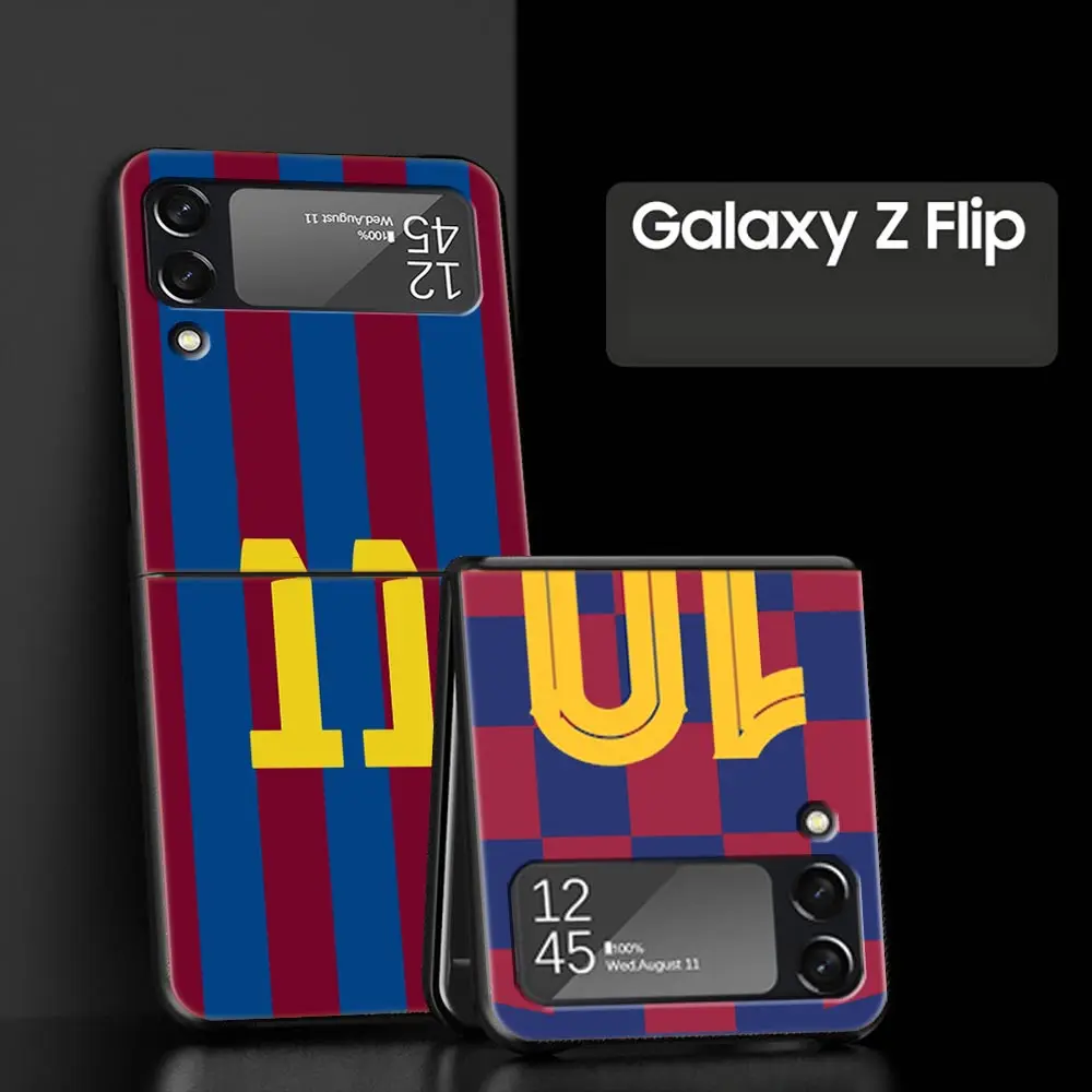 Sleek Black Folding Phone Case with Football Number Design