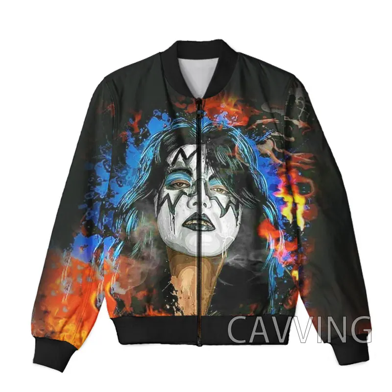 New Fashion Women/Men's  3D Print  KISS Rock Band   Zipper Bomber Jackets Men Overcoat Mens Coat Zip Up Jackets  K03 4