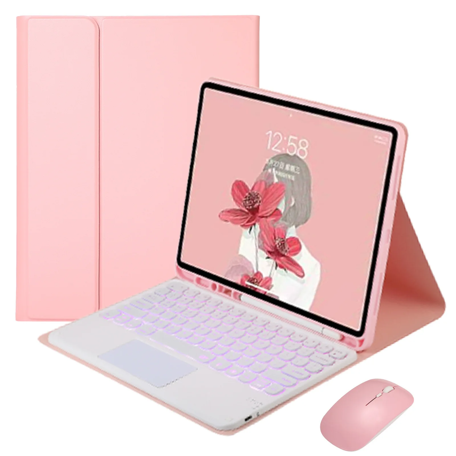 Teclado Retroiluminado para Ipad Tampa do Mouse sem Fio Bluetooth Touchpad Rgb Teclado Kit Funda Stand 10.9 10.9 2023 Case - Imagem 5