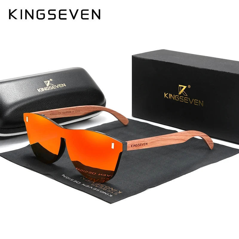 

Мужские и женские деревянные очки для вождения KINGSEVEN, черно-красные солнцезащитные очки для вождения с поляризованными линзами класса защиты уф400, лето 2019