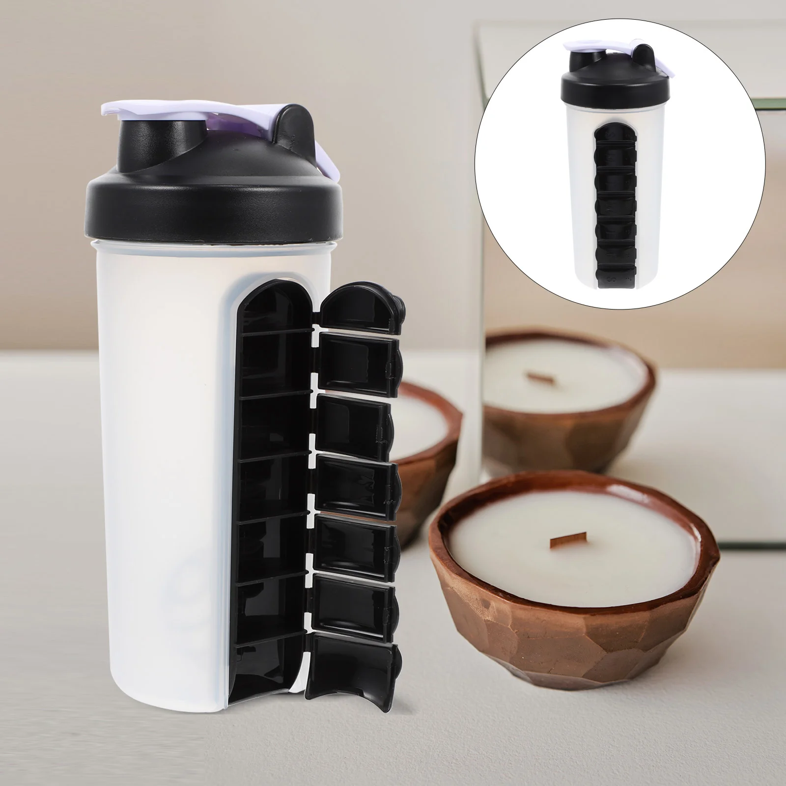 Travel Protein Powder Containers Gym Shaker Portable Water Bottle Pre