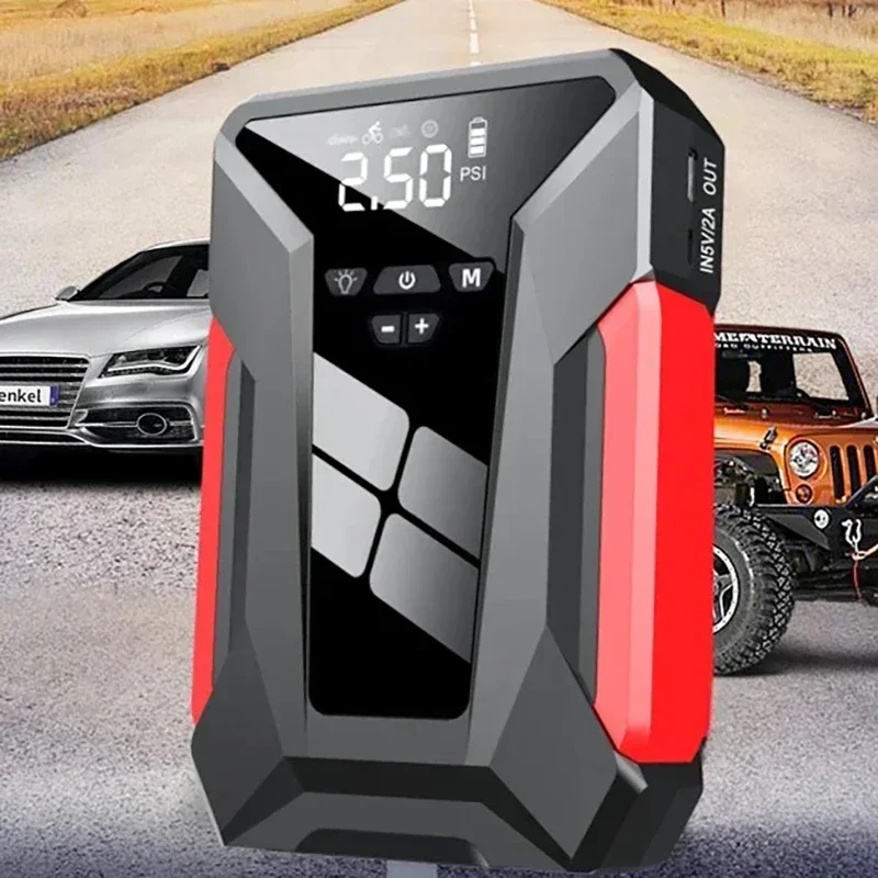 

Portable 12v Car Start Power Bank Automobile Emergency Supply Car Battery Jump Starter With Air Compressor