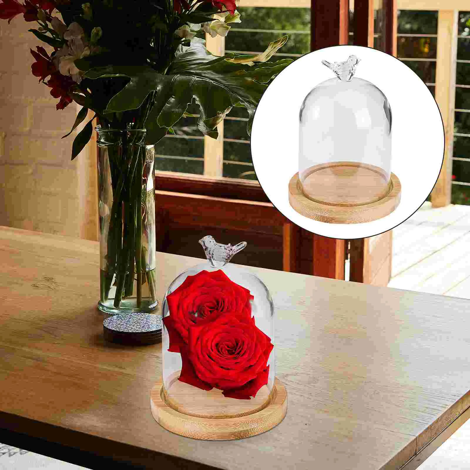 

Flower Dome Glass Cover Food Trays Cupcake Stands Preserved Flowers Transparent