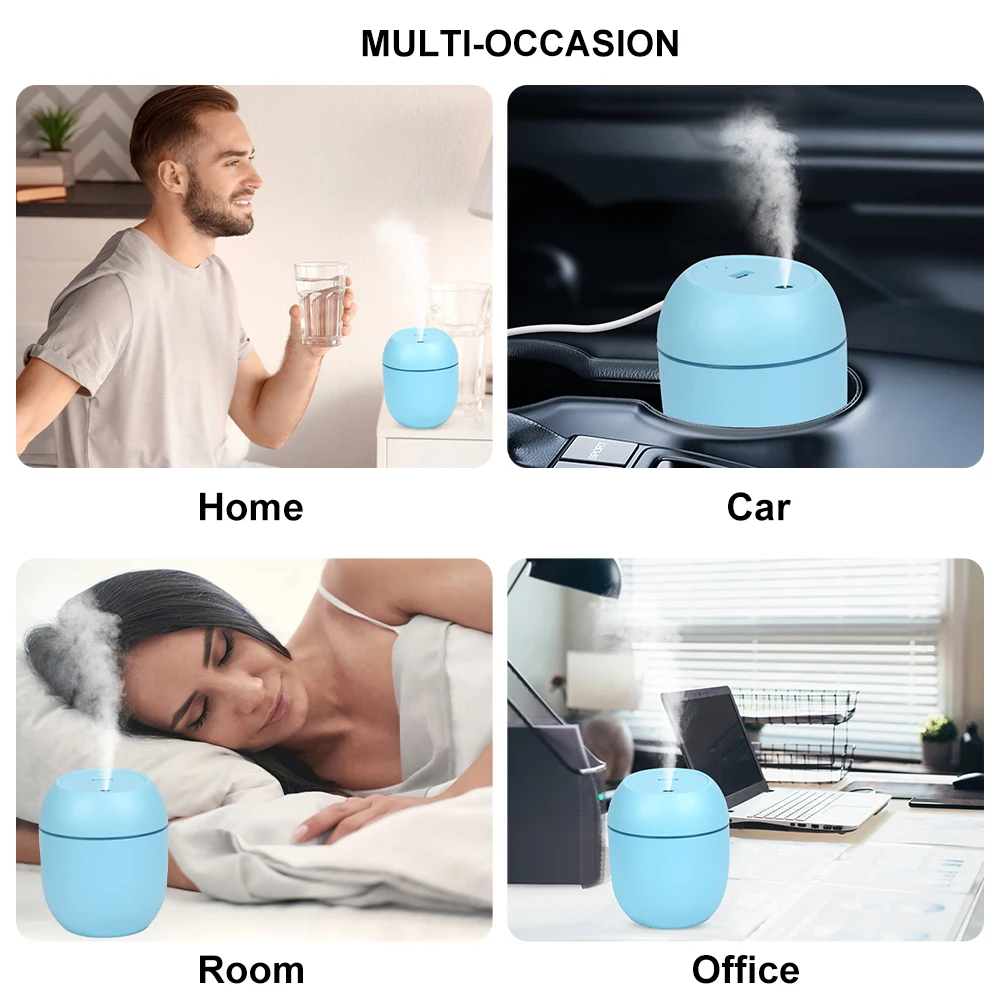 Mini humidificateur d'air 250ml, diffuseur d'arôme mignon avec veilleuse,  purificateur silencieux USB, brumisateur Cool pour maison, chambre, bureau,  voiture - AliExpress