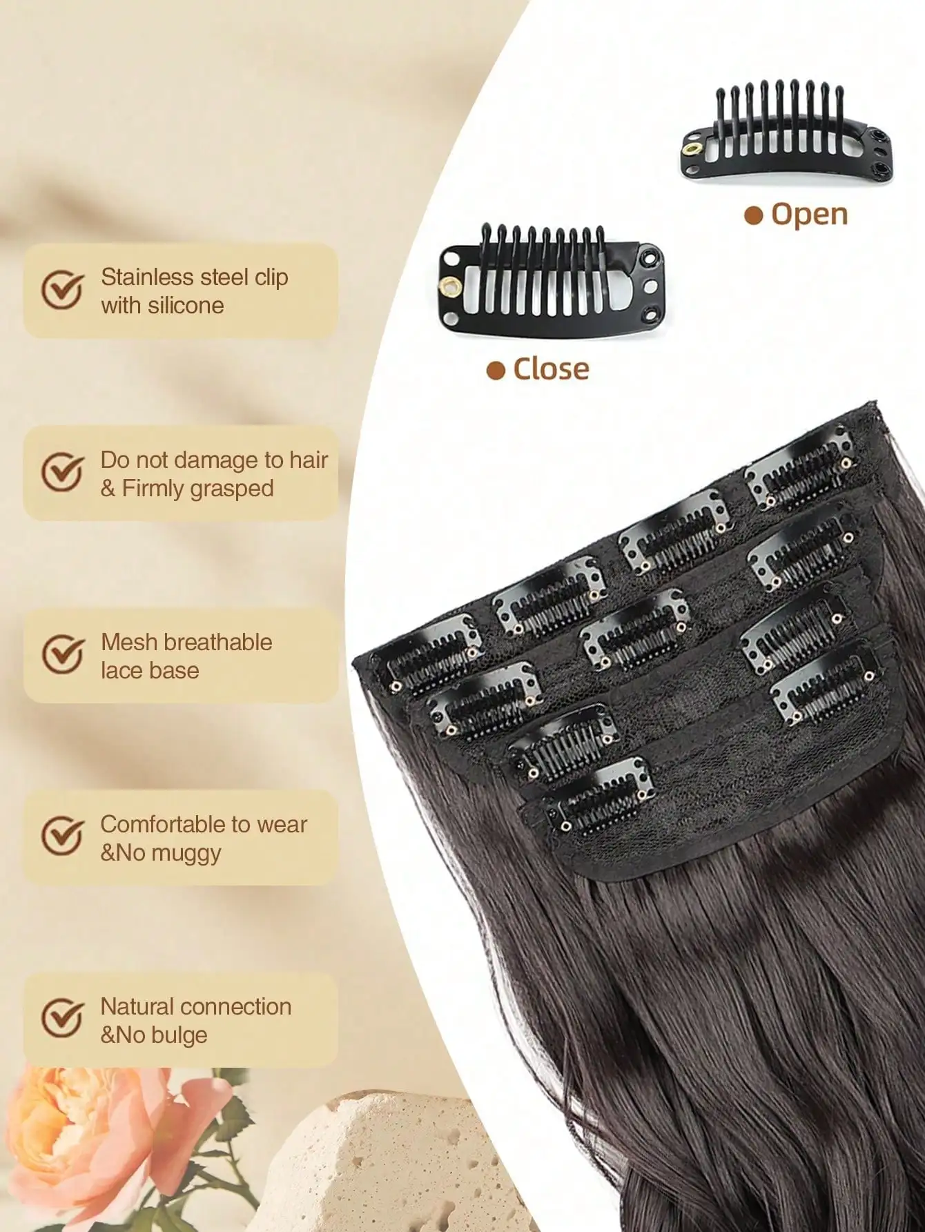 Synthetic Long Curly Hair Extensions Clip In For Women