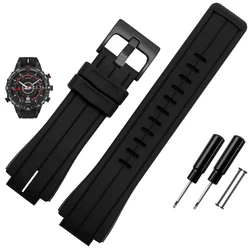 High-Quality Black Waterproof Silicone Sports Watchband - Men's 24mm for 24.16mm (Black white black)