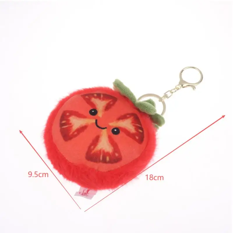 Niedlicher Cartoon-Plüsch-Schlüsselanhänger in Form einer Tomate, gefüllt mit Anime-Frucht, für Kinder, als Geschenk geeignet. – Detail 10