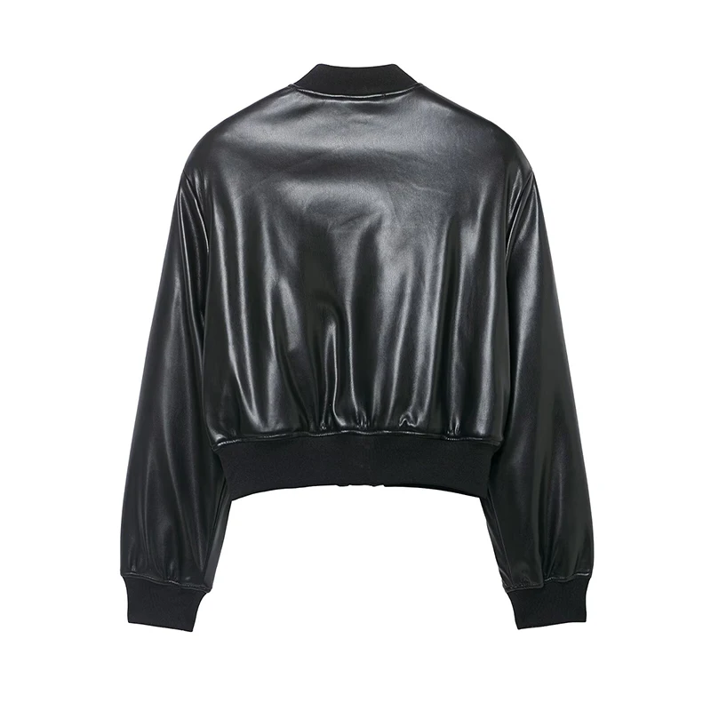 2025 Autumn Winter New Women's Fashion Short Jacket Motorcycle Faux Leather Bomber Jackets Coat Casual Long Sleeve Outerwear ﻿