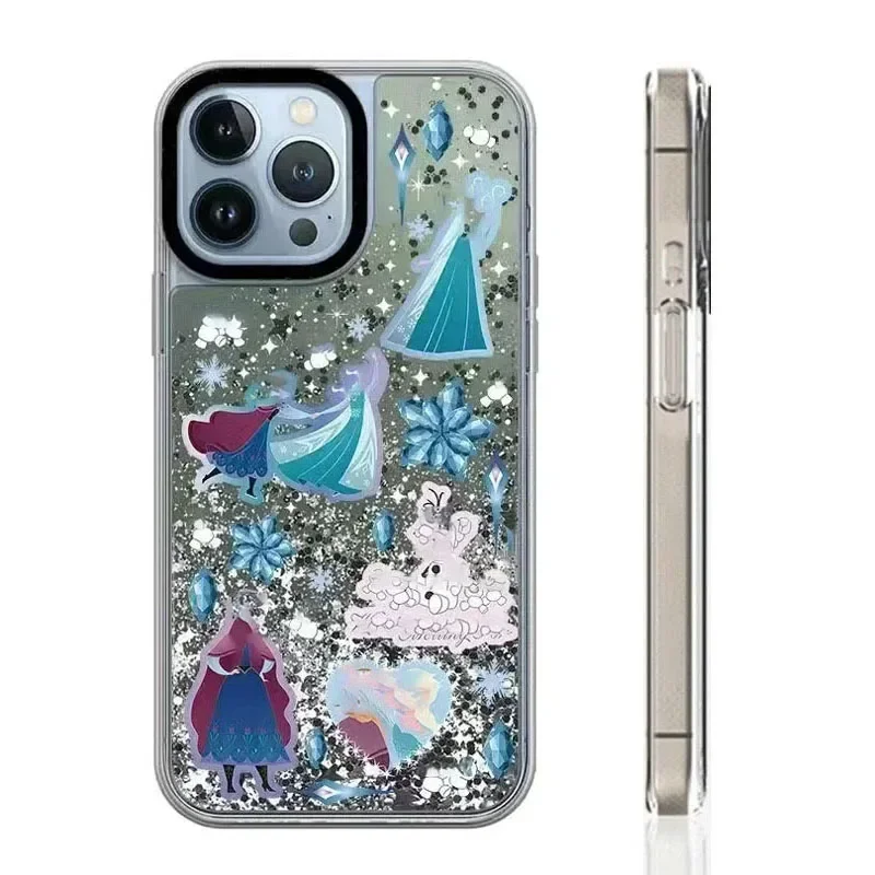 

Snowflake Transparent Border Silver Quicksand iPhone 12 13 14 15 Pro Max Case - Protective iPhone Case