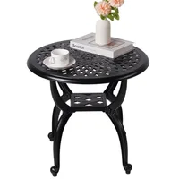 Cast Aluminum Outdoor Side Table,Outdoor Coffee Table,Small Outdoor Table,Outdoor Side Tables for Patio,Garden,Balcony 1