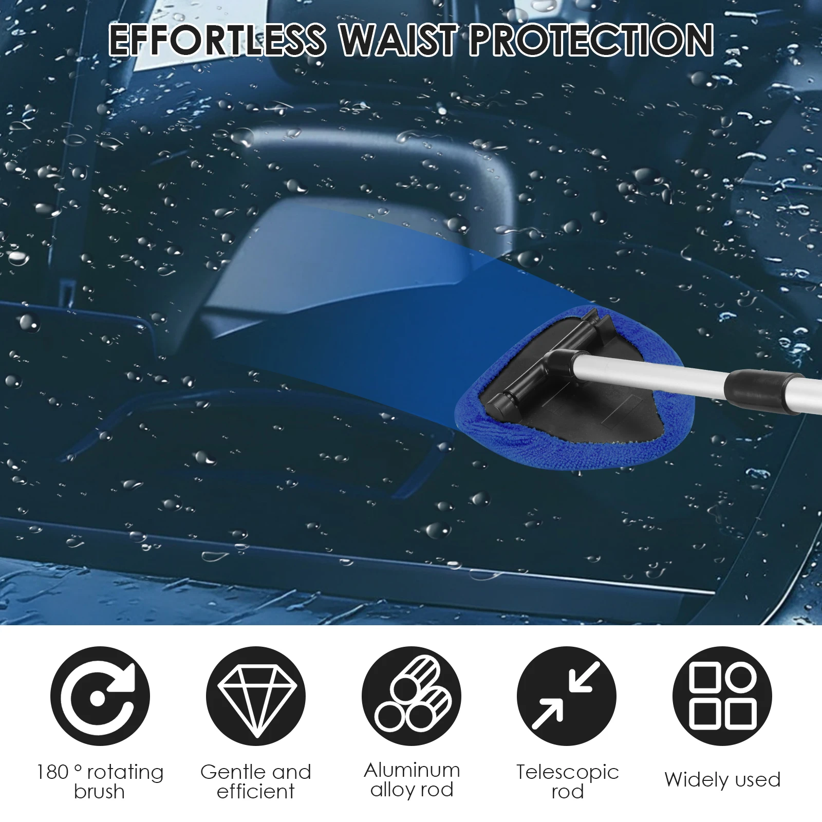 Telescopic Car Window Glass Cleaning Brush Kit