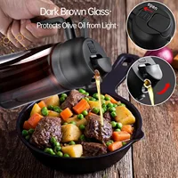 Pulvérisateur d'huile marron bloquant la lumière de 16oz/470ML pour la cuisson, bouteille distributrice d'huile d'olive 2 en 1 pour bouteille d'huile de cuisine, outils d'assaisonnement 5