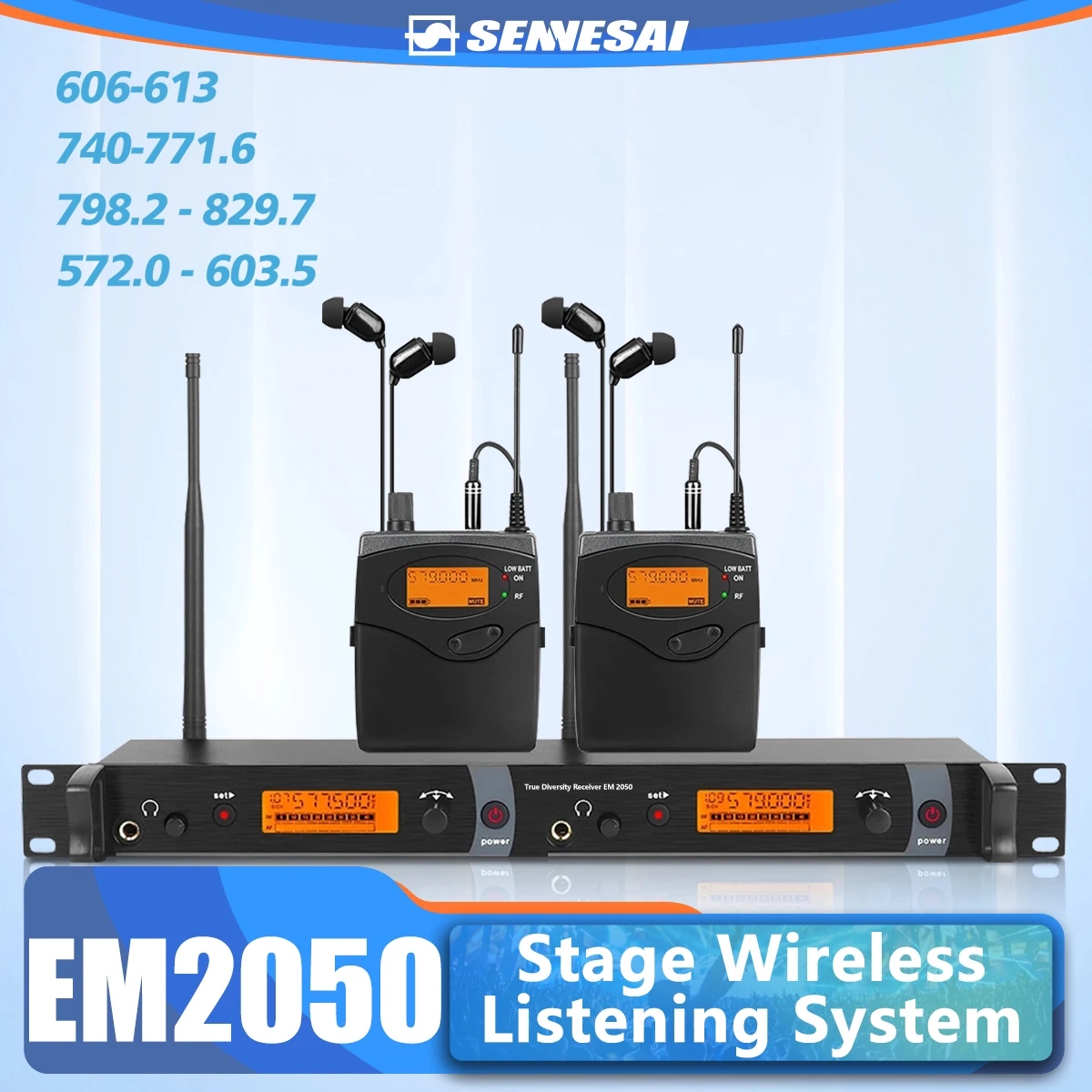 Top Quality！EM2050 UHF In Ear Monitor System 2 Channel 2 Bodypack Monitoring Available In Multiple Bands for Stage！Whole Metal