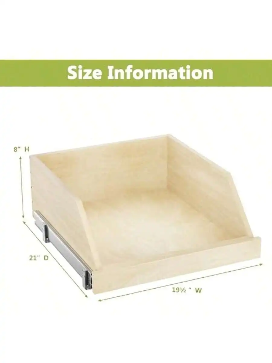 ROOMTEC Pull Out Cabinet Organizer with Full Extension Rail Slides Pull Out Shelf for Kitchen Cabinet Pantry Beveled 8" 6