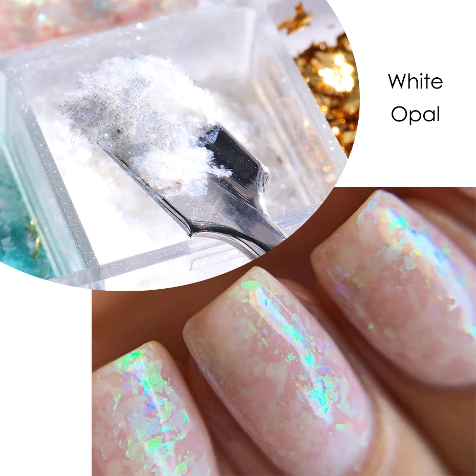 Nail Powder Nail Flakes Nail Glitter Nail Decoration Nail Decorations 12 Color Fire Opal Nail Powder Flakes Aurora Glitter Sequins For Nails Sparkly Gel Polish Sticker 3D Manicure Accessories BEOBR