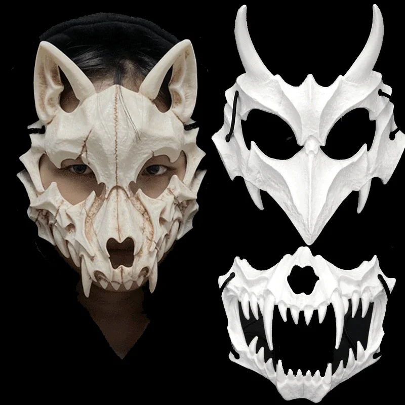 

Skull Party Mask Demon Werewolf Tigers Skull Half Face Cover Mask Halloween Dance Prom Cosplay Costume Mask Prop