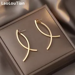 2023 New Design Glossy Fish Shape Drop Earrings for Women Creative Cross Long Tassel Earings Fashion Jewelry Girl Gifts