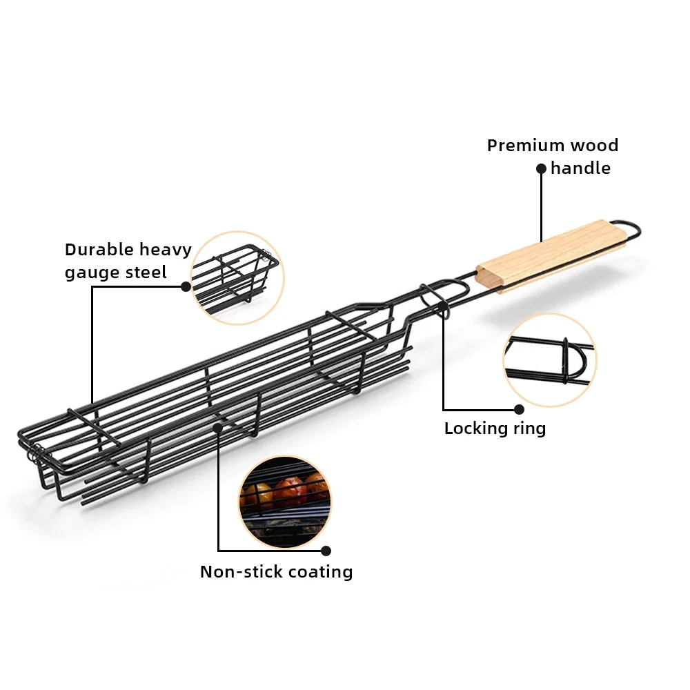 Non-Stick Welded Barbecue Grill Basket Stainless Steel Easily Cleaned Barbecue Net For Meat And Vegetable Accessories