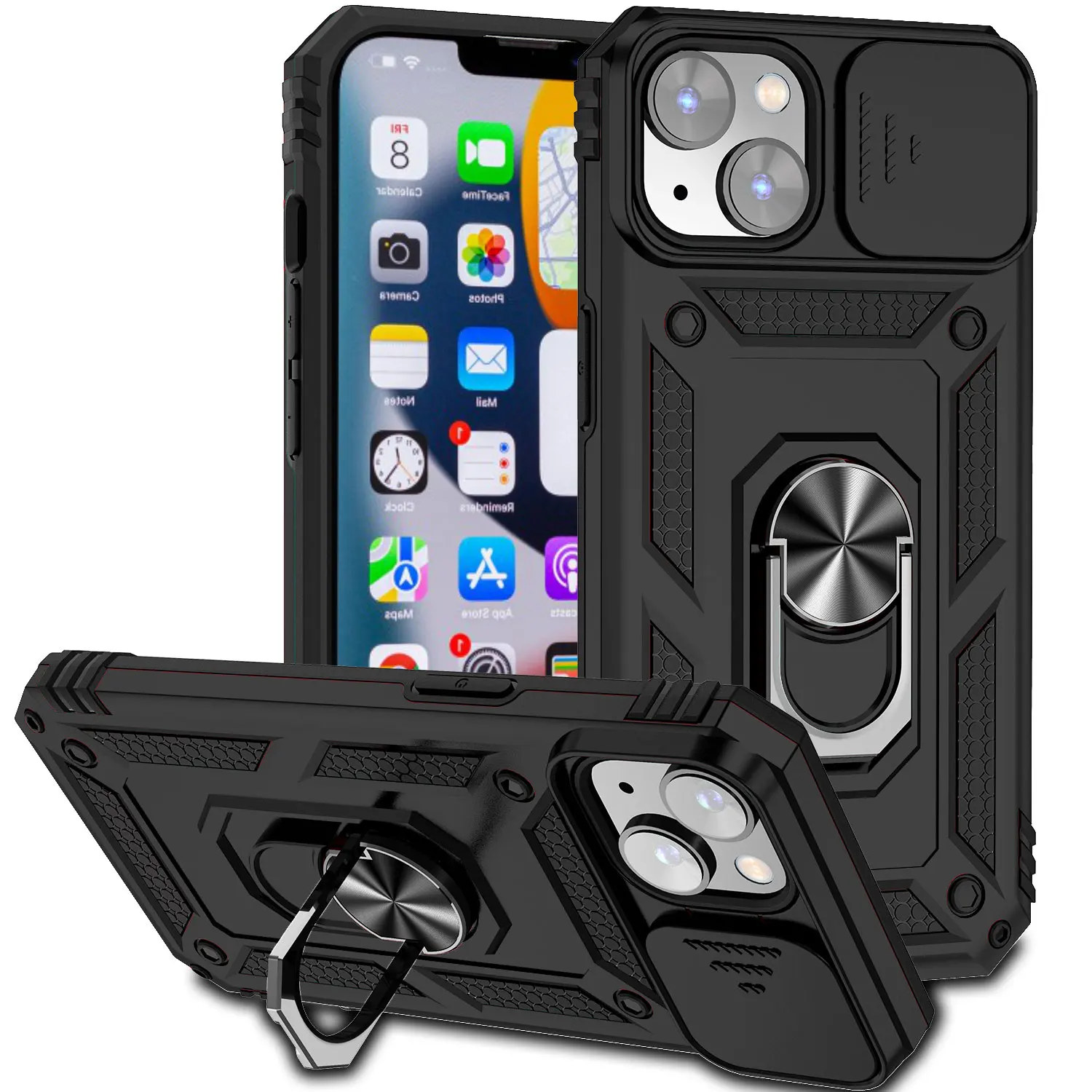 Armor Shockproof Magnetic Ring Stand Holder Case - Enhanced Protection Back Cover