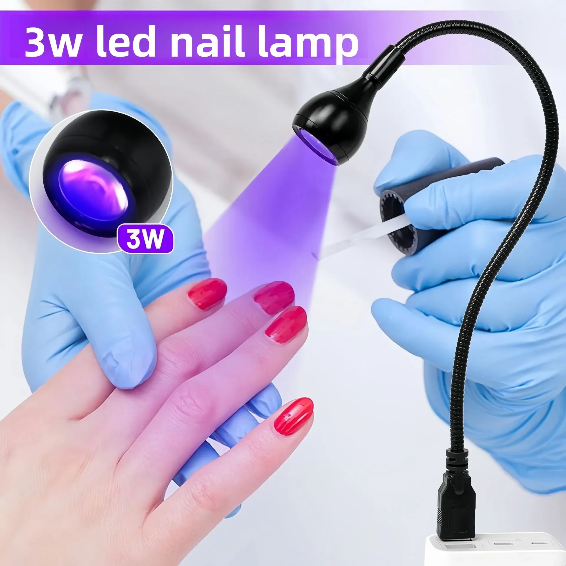 클립형 데스크 미니 UV 네일 램프 395nm 파장 USB 전원 유연한 구즈넥 가정용 살롱 DIY 초보자 전문가용