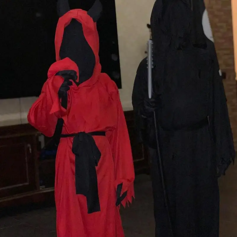 Halloween Costumes Cosplay Set for Boys Role Playing Death Costume Black Death & Red Fiend Dress up Clothes accessory