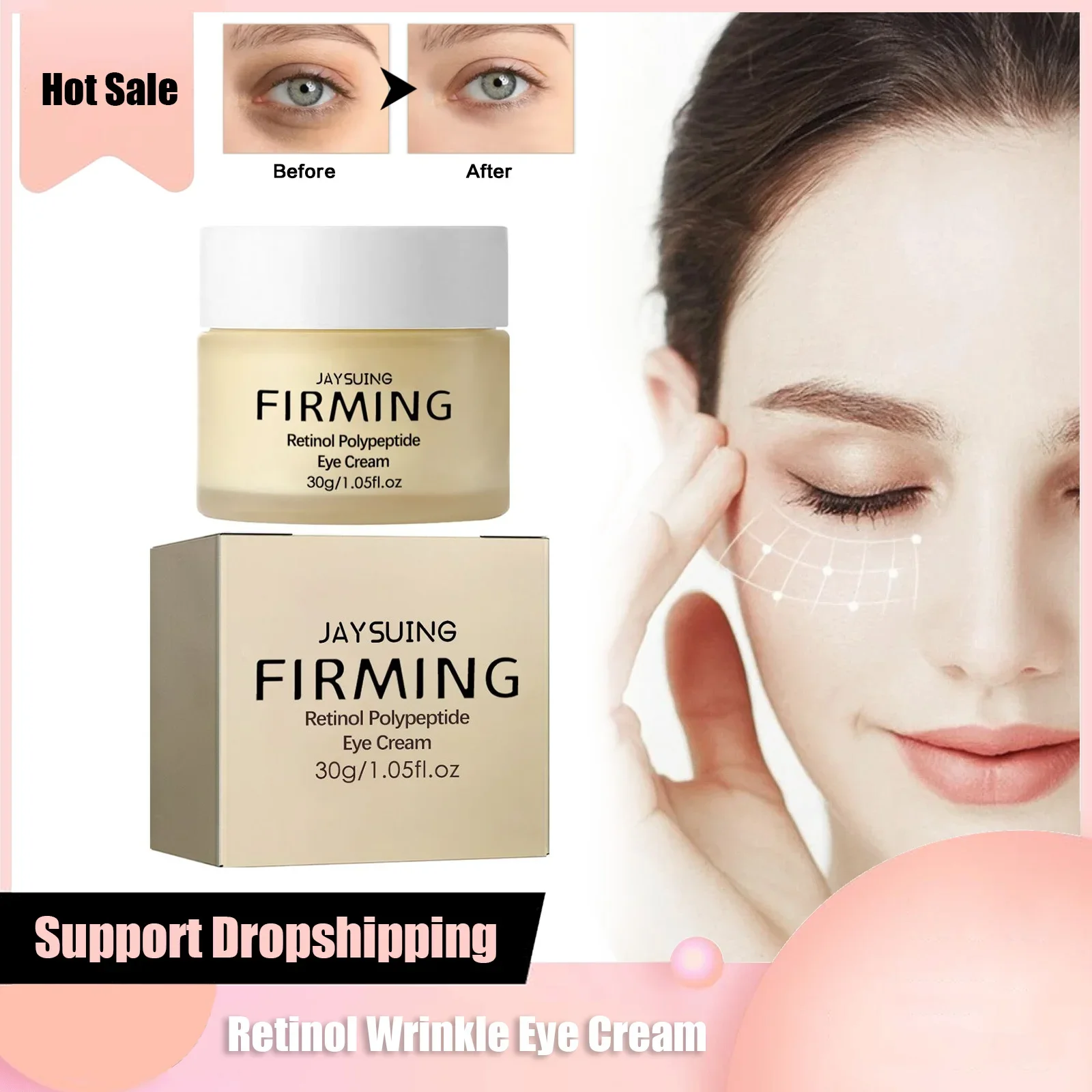 Eye Bag Removal Cream Female Retinol Anti Dark Circle Aging Reduce Wrinkle Puffiness Fade Fine Line Whitening Moisturizing Cream