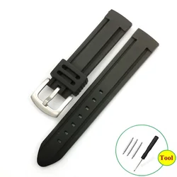 Men's Sport Waterproof Silicone Rubber Watch Strap - Soft Diving Wristband - 24mm (Black)
