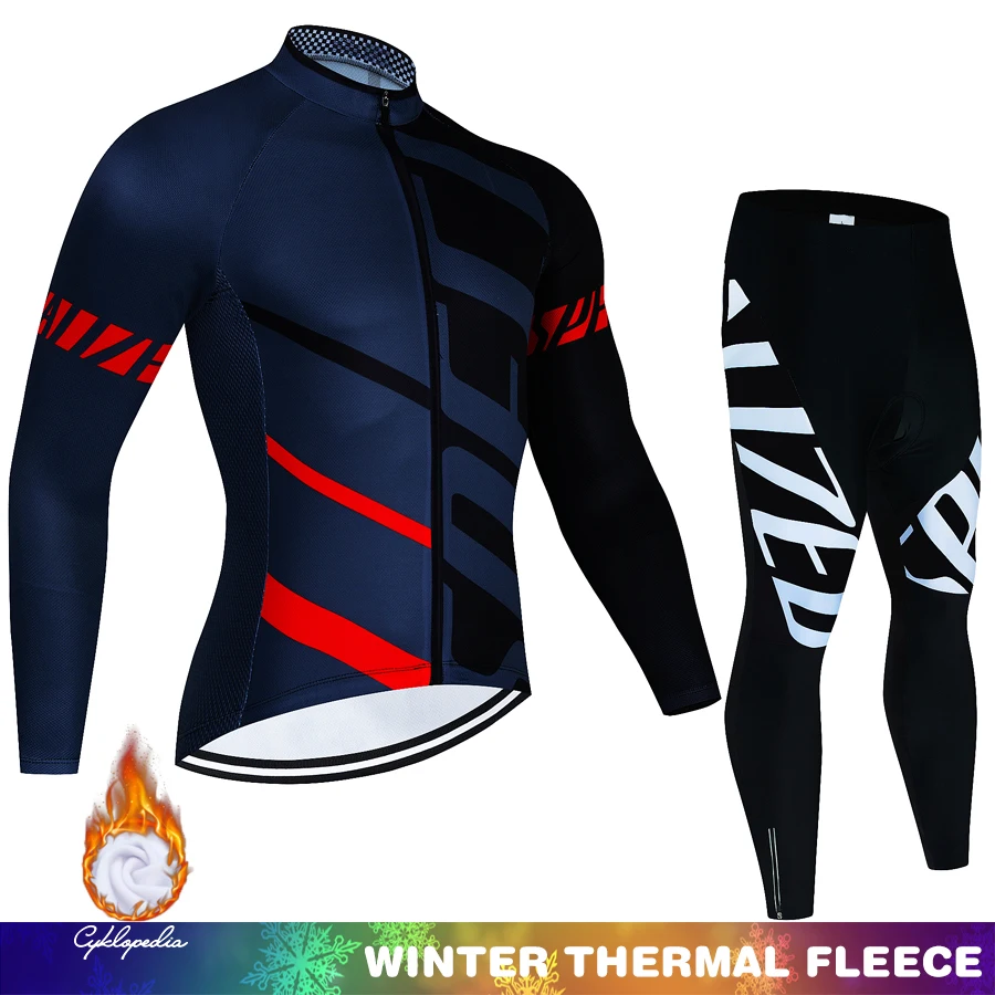 Winter Warm Fleece SPECIAUZED Cycling Jersey Men's Long Sleeve Jersey Suits Riding Clothing Bib Pants Set Fleece Factory Outlet