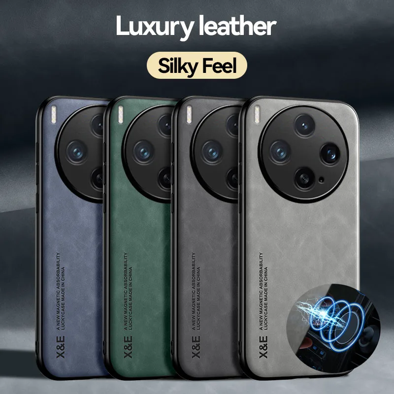 Leather Phone Case with Metal Plate Support and Car Holder Compatibility