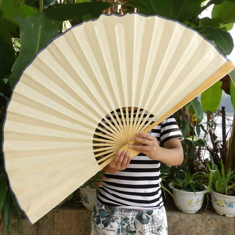 Multi Specification Blank Handmade Rice Paper COS Prop Fan Large Hanging Fan Decorative Folding Craft Cloth Cover Decorative