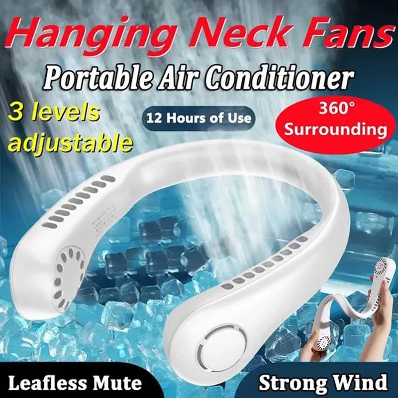

2023 cross-border new 2000mAh USB halter neck fan Sports outdoor mini charging small fan mini halter neck fan