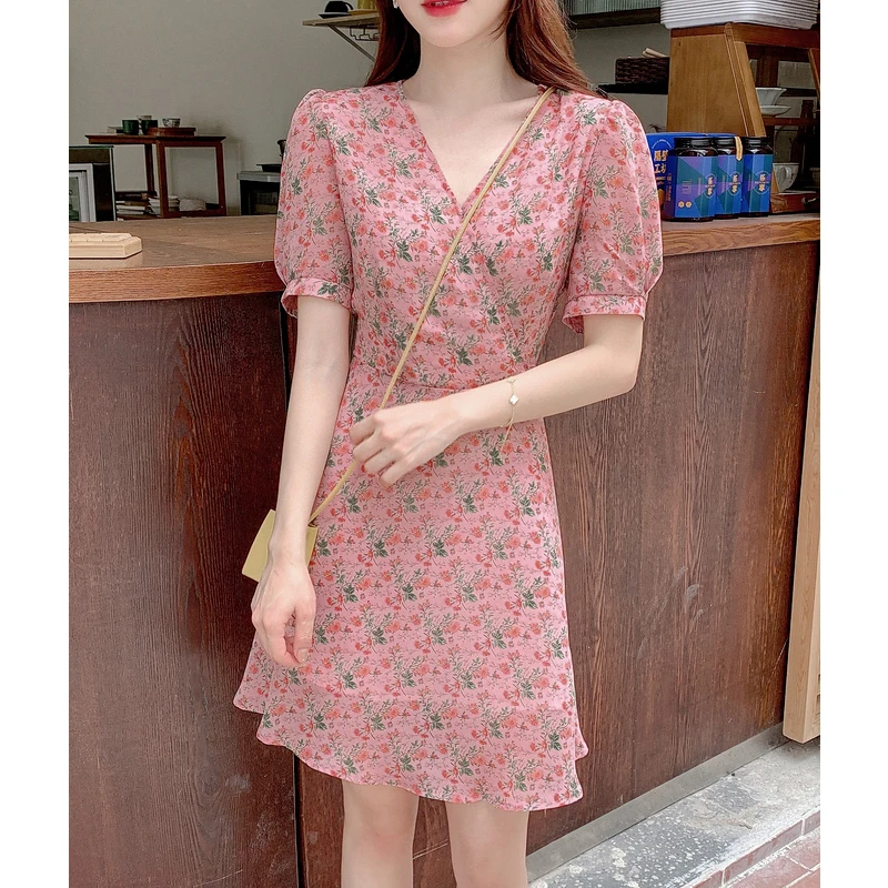 

Spring Women's Clothing 2022 New Early Spring Large Size French Floral Chiffon Dress Summer High-end Elegant Long Skirt