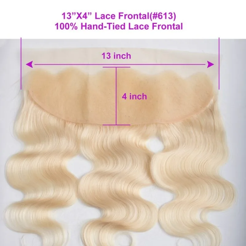 613 Blonde Body Wave 13x4 Lace Frontal Human Hair Pre-Plucked Hairline Soft Brazilian Virgin Hair Transparent Lace Closure