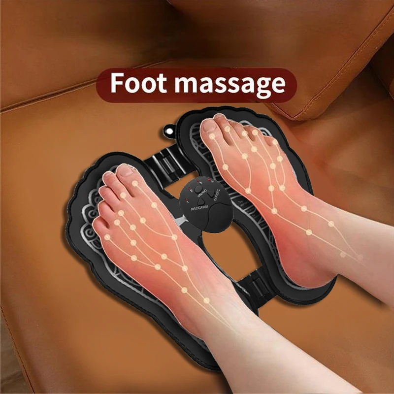 Portable EMS Foot Massager Pulse Feet Massage Machine Electric Muscle Stimulation Improve Blood Circulation Pain Relief