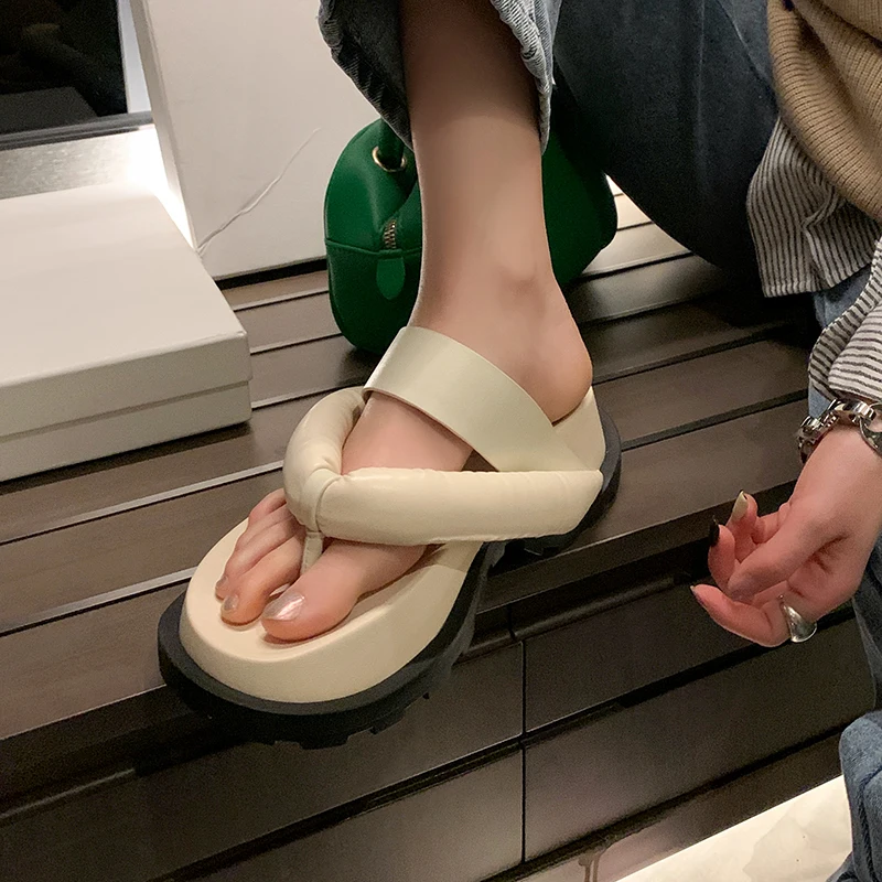 

Summer Beach Slippers Modern Women Sandals Open Toe Summer Shoes Ladies Daily Cow Leather Slides Lazier Cozy Sandalias Mujer