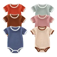 Summer Newborn Bodysuit Baby Romper Ribbed Infant Cotton Short Sleeve Body Suit Boy Girl Jumpsuits Baby Clothes One-Pieces 0-24M 1