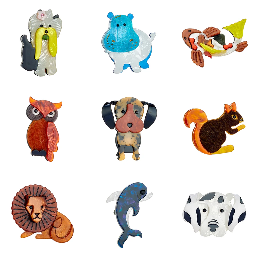 

YAOLOGE Acrylic Cartoon Animal Brooches For Unisex Kids Lovely Pins Badges Accessories New Trends Christmas Gifts Jewelry Брошь