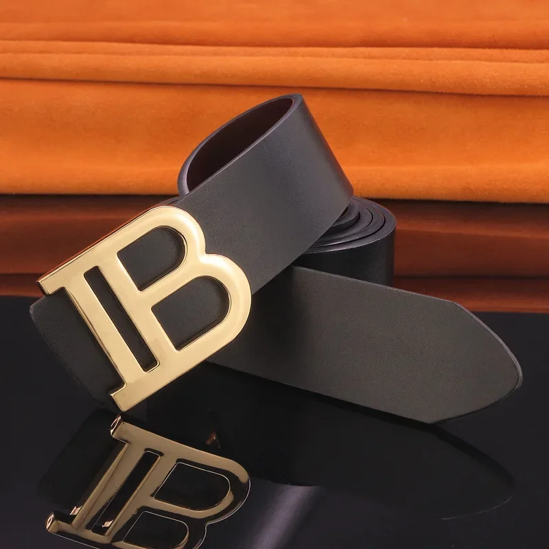 

High Quality Letter Slide Buckle B Belts Men Brand Genuine Leather Designer Balck Waistband Male Casual Ceinture Homme Coffee