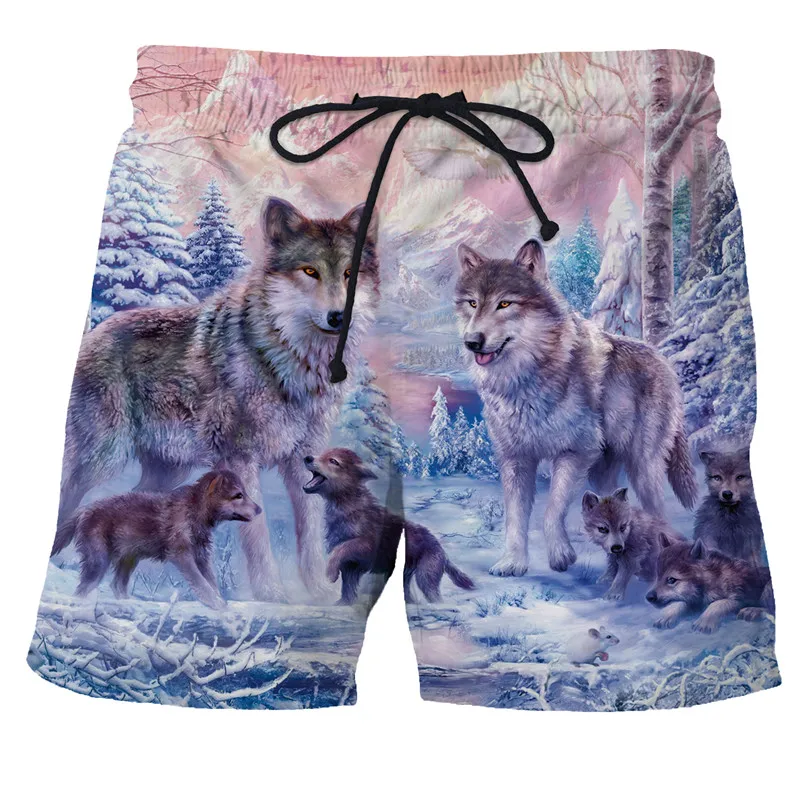 Summer Men's Beach Shorts Animal Wolf 3d Printed Pants High Quality Swim Shorts Harajuku Shorts Men Gym Surf Board Swimsuit 4XL