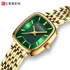 CURREN 9093 Fashion Quartz Women Watch Elegant Square Dial Gold Stainless Steel Strap Waterproof Leisure Ladies Business Watches