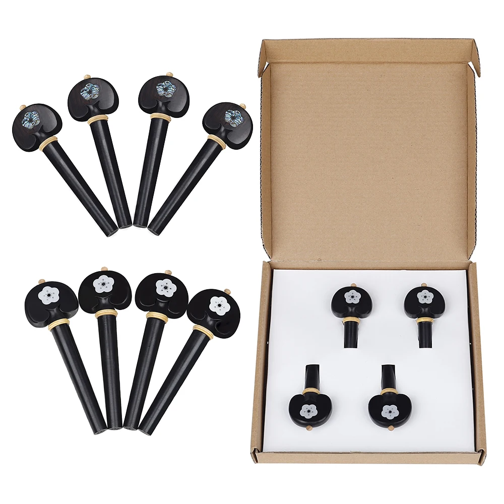 

4Pcs/Set Cello Tuning Pegs Ebony Wood Exquisite Stringed Musical Instrument Accessories Abalone Shells Universal Tuning Repair