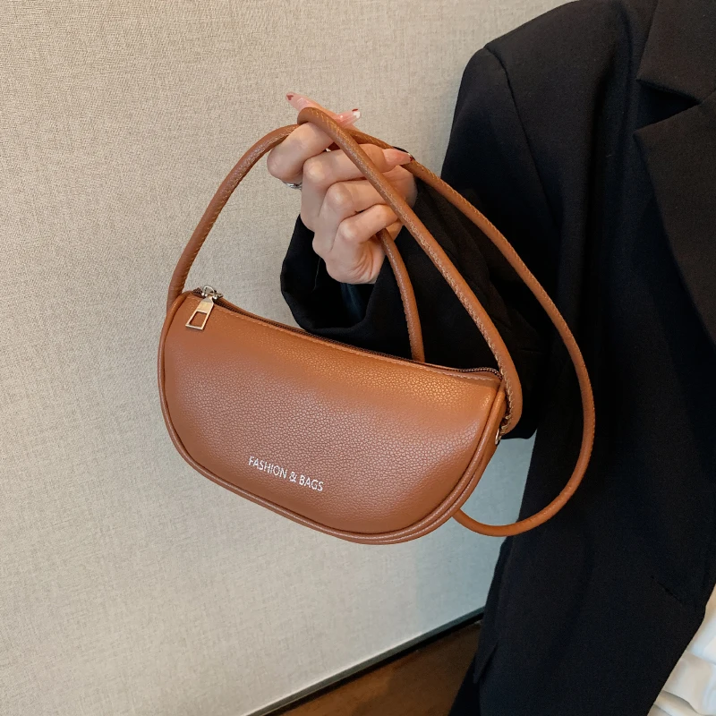 PU Solid Color Single Shoulder Women's Bag, Fashionable Mini Underarm Bag, Simple Crossbody Bag