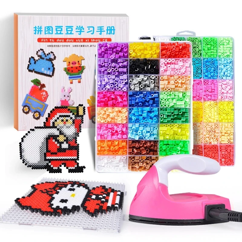 Perler Beads Kit 5mm/2.6mm Hama beads Whole Set with Pegboard and Iron 3D Puzzle DIY Toy Kids Creative Handmade Craft Toy Gift 6