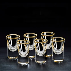Set of 6 Elegant Gold Foil Petite Wine Cups with Gilt Edging - 15ml (6pcs)