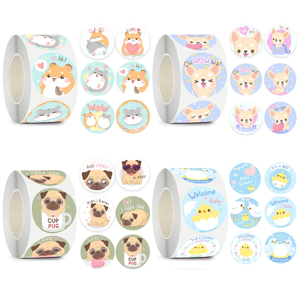 500pcs Cartoon Animal Reward Stickers for Kids Cute Gift Decor Stickers Labels School  Encourage Children Stationery Stickers 200pcs roll 2 5x4cm cute cartoon name stickers blank writable labels for school kids classification marking stationery sticker